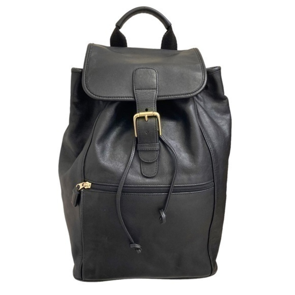Coach 00539 black glovetan leather large vintage style backpack unisex